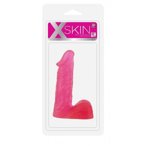 Розовый гелевый фаллоимитатор XSKIN 6 PVC DONG - 15 см.