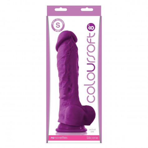 Фиолетовый фаллоимитатор на присоске ColourSoft 8" Soft Dildo - 23,5 см.